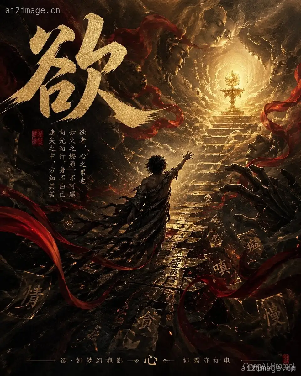 暗黑风中国神话“欲”主题海报