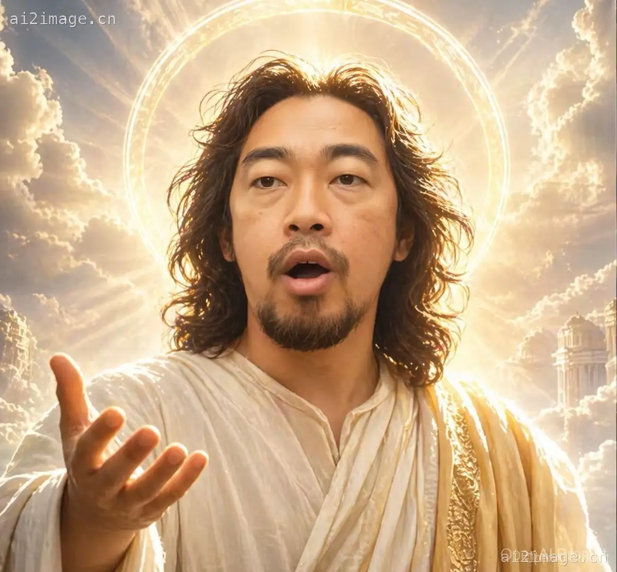 面部遮挡的神圣光环肖像