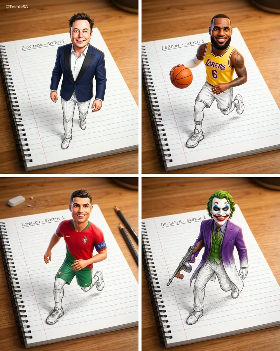 3D幻觉艺术:人物从素描本中跃然而出