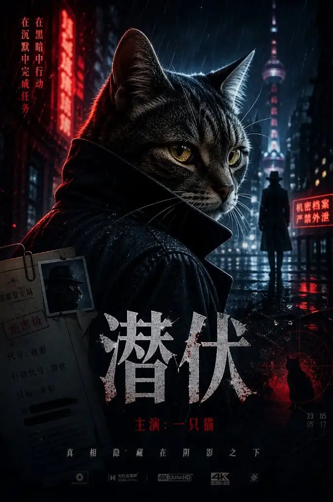 猫咪特工:电影海报生成器