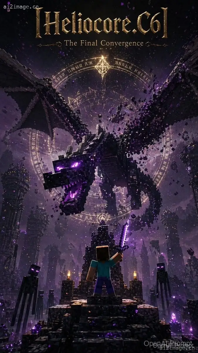 Minecraft 末影龙奇幻海报