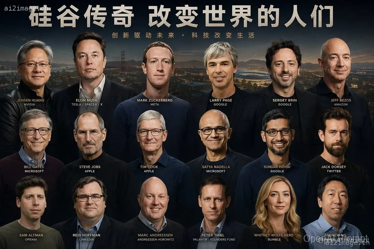 带有面部识别功能的科技领袖海报