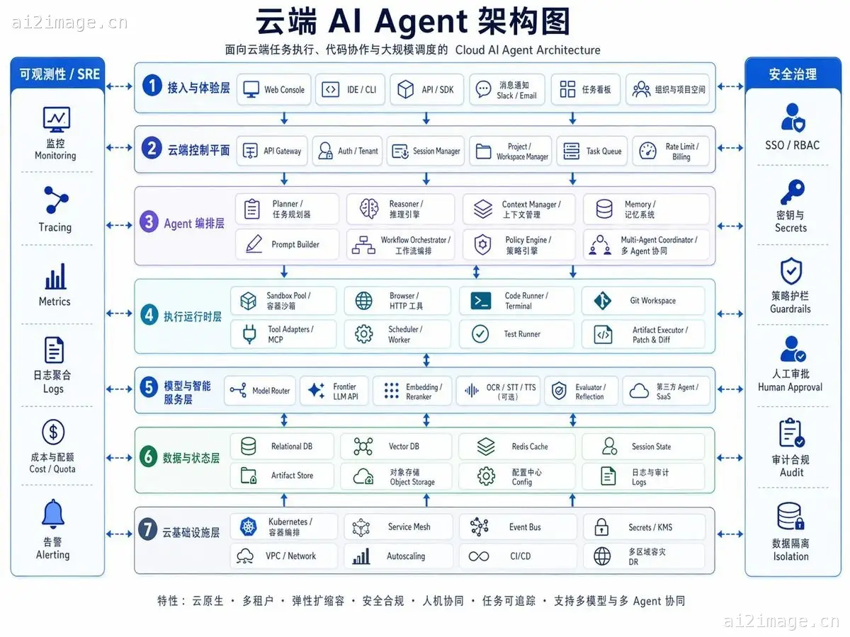 云端 AI Agent 架构图