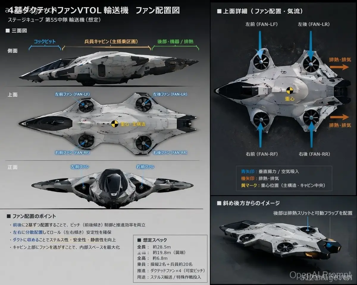 科幻 VTOL 飞行器技术规格表