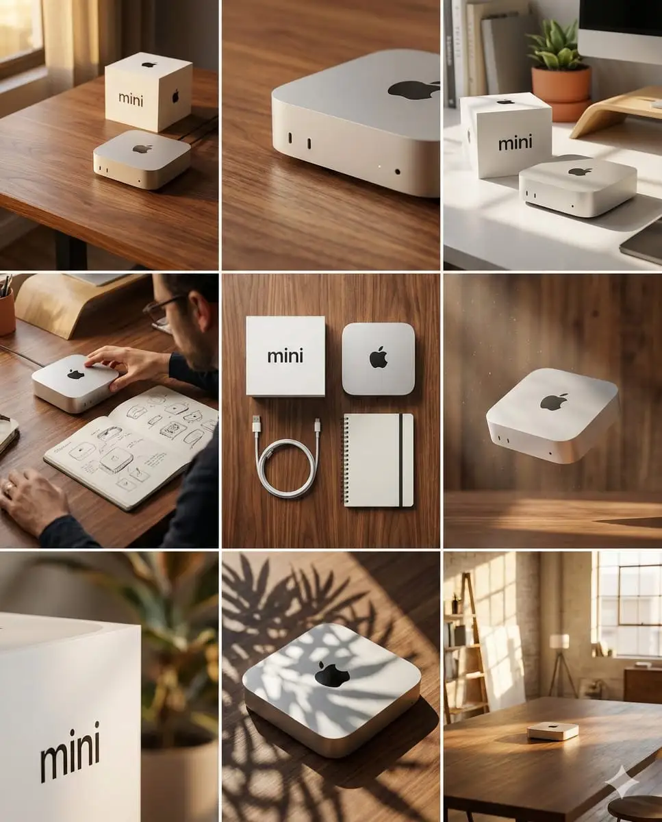 Mac mini高端品牌视觉故事板:3×3设计展示