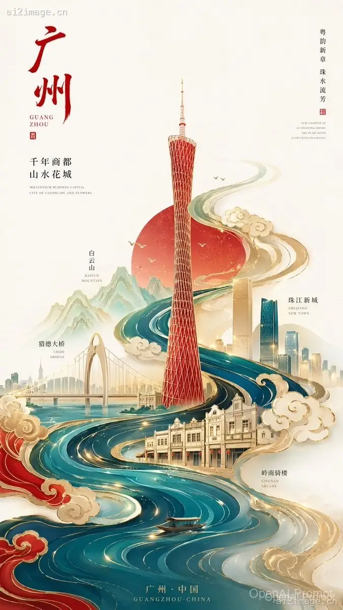 极简城市海报提示词
