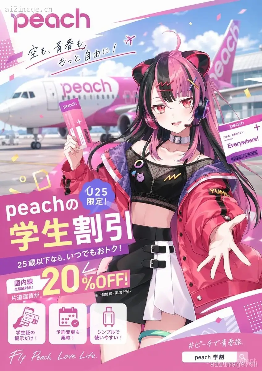 动漫风航空学生优惠海报
