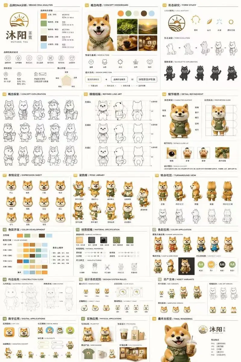 品牌吉祥物识别文档生成器|18面板设计系统