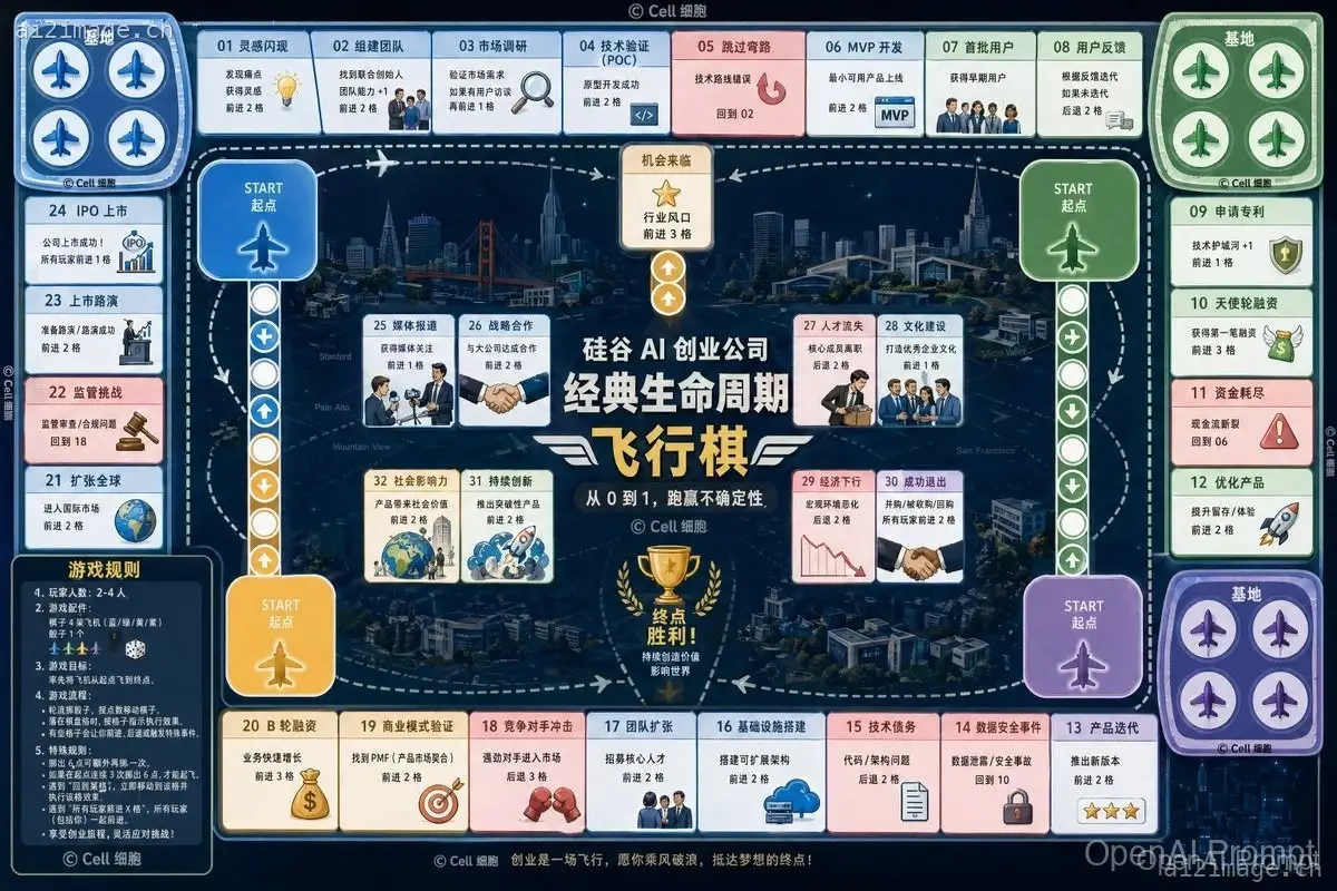 AI 初创公司生命周期游戏提示词