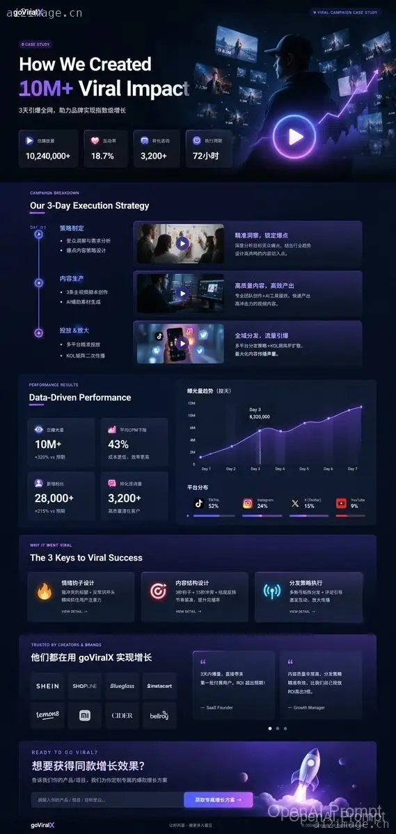 深色模式病毒式营销案例研究落地页