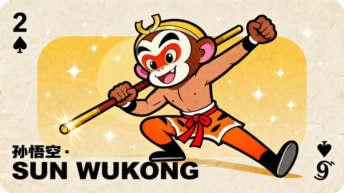 复古波普风孙悟空扑克牌插画设计
