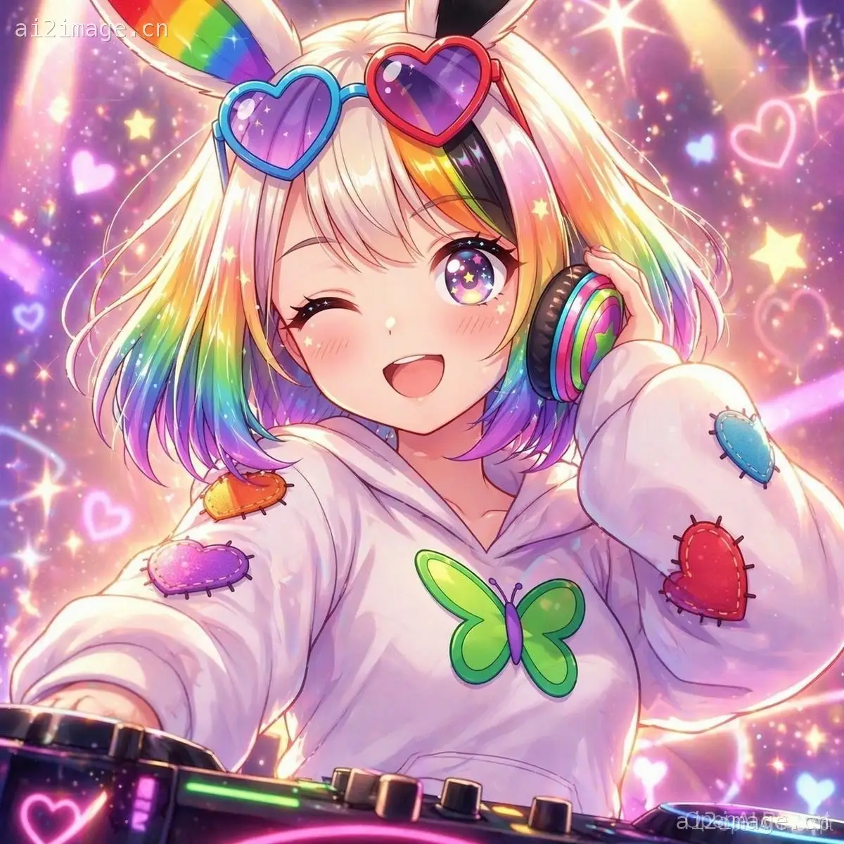 彩虹兔女郎 DJ 动漫头像