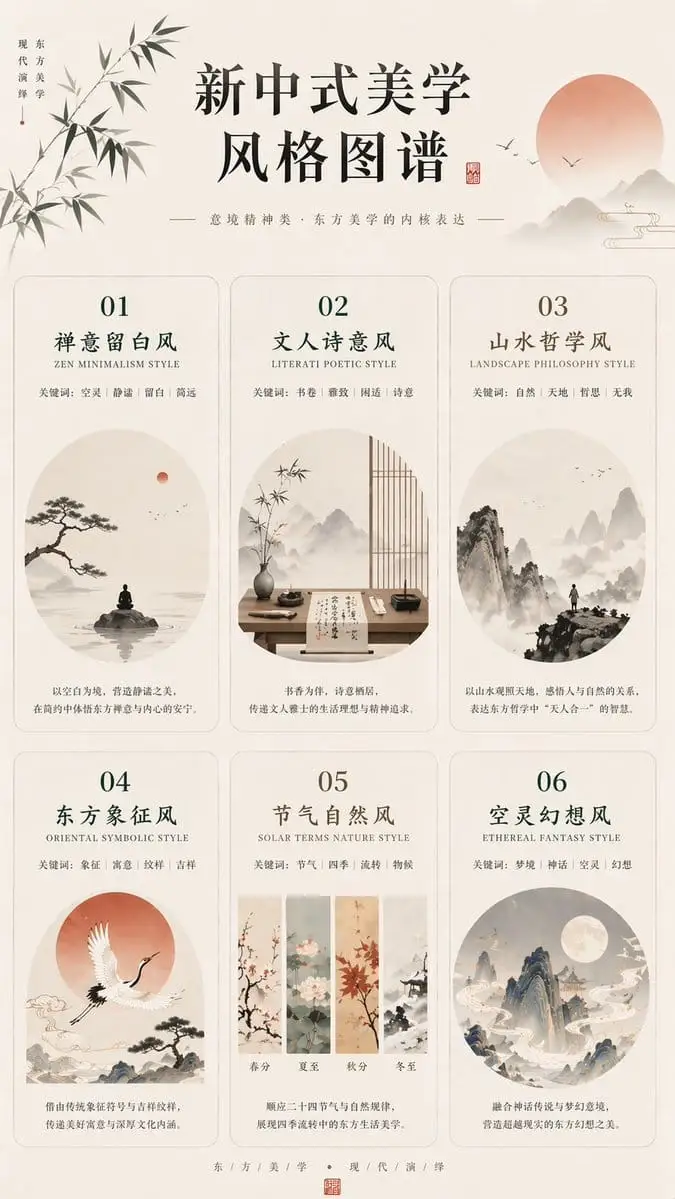 新中式美学风格图谱 | AI信息图海报设计
