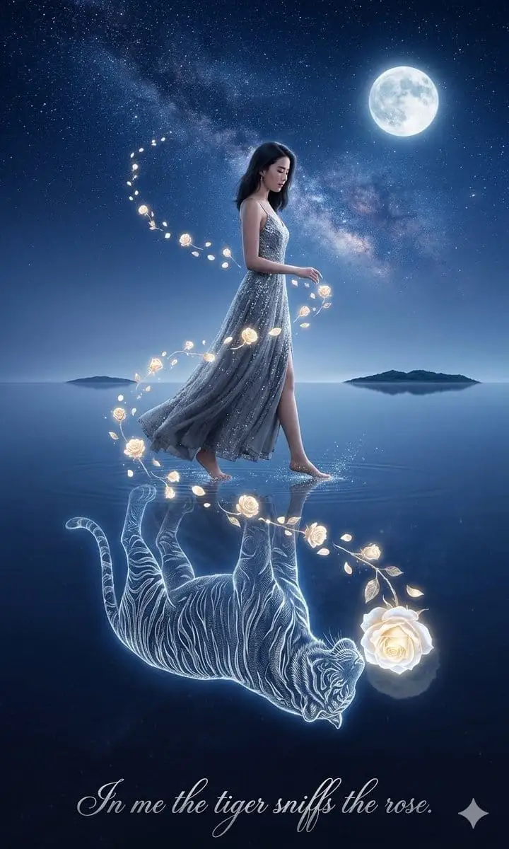 月光虎与玫瑰:奇幻海报生成器