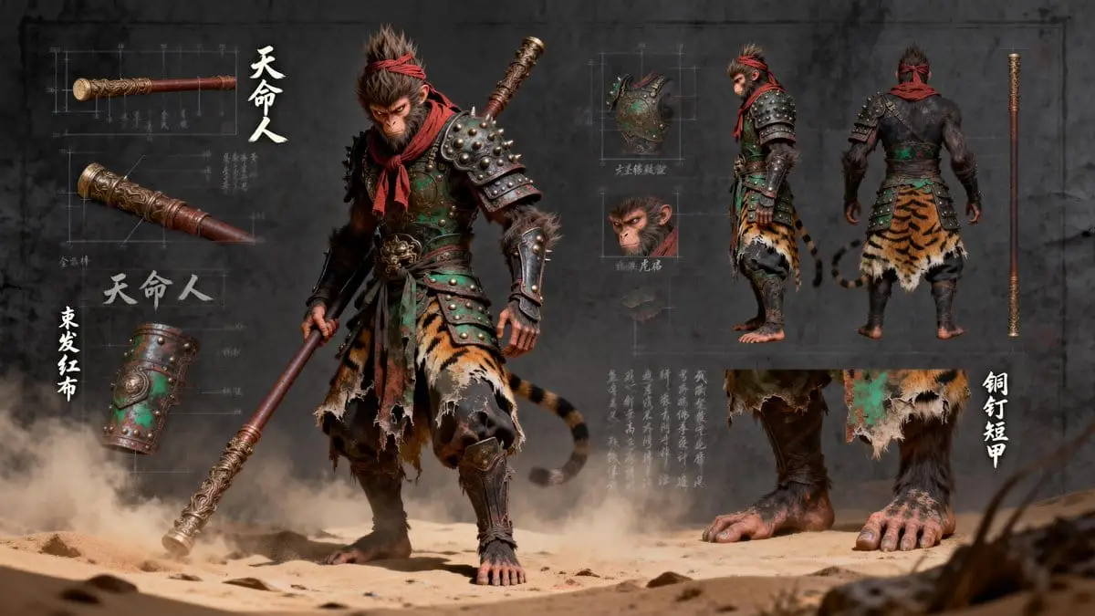 黑神话悟空:天命人角色设计手稿 - 暗黑东方神魔美学