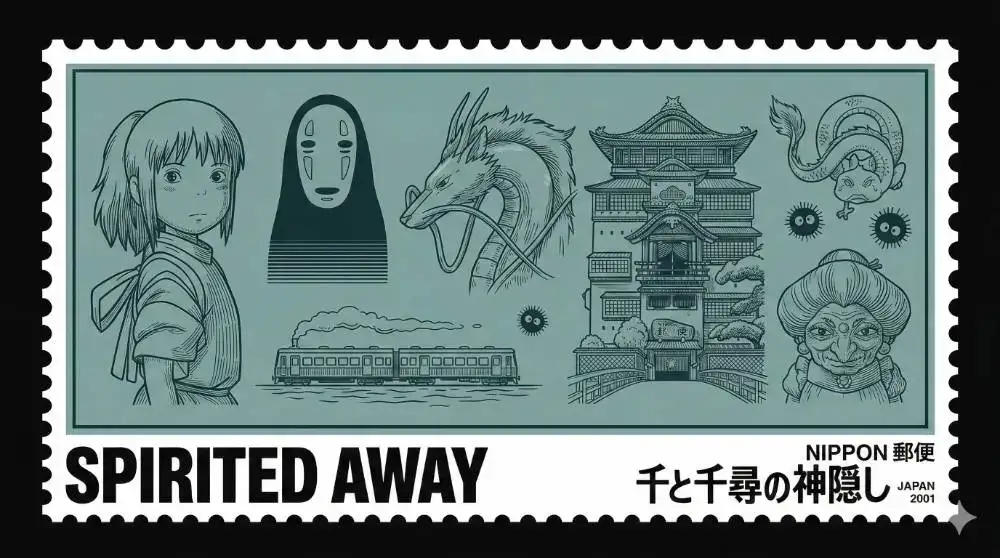 电影主题复古邮票