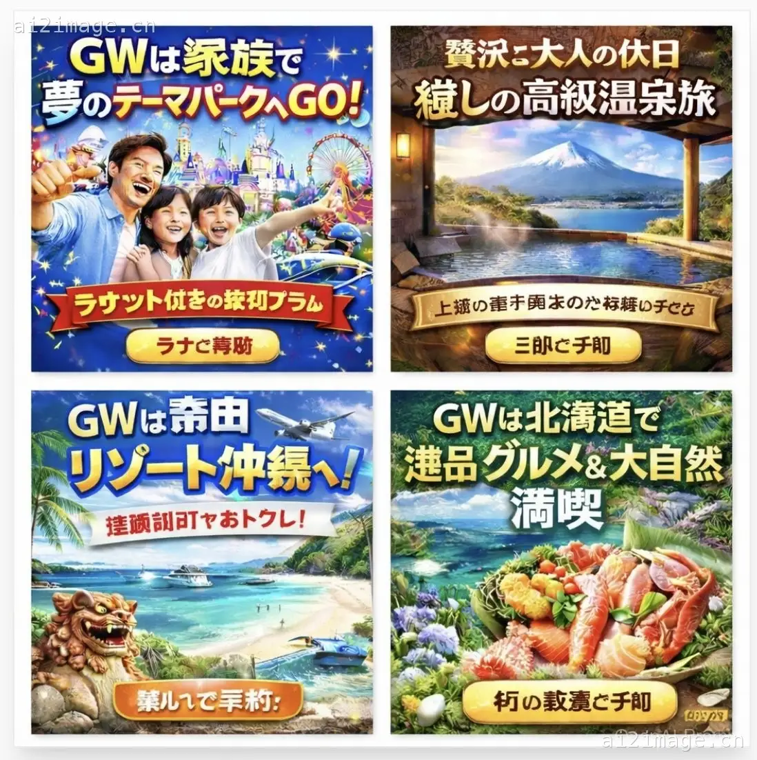 四款日本旅游广告海报