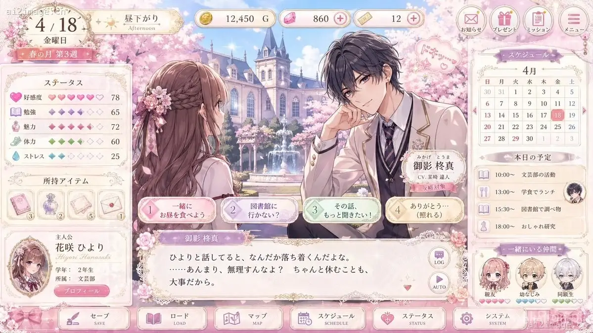 柔和色调乙女游戏 UI 设计稿