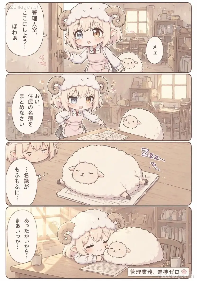 可爱的羊角少女办公室漫画页