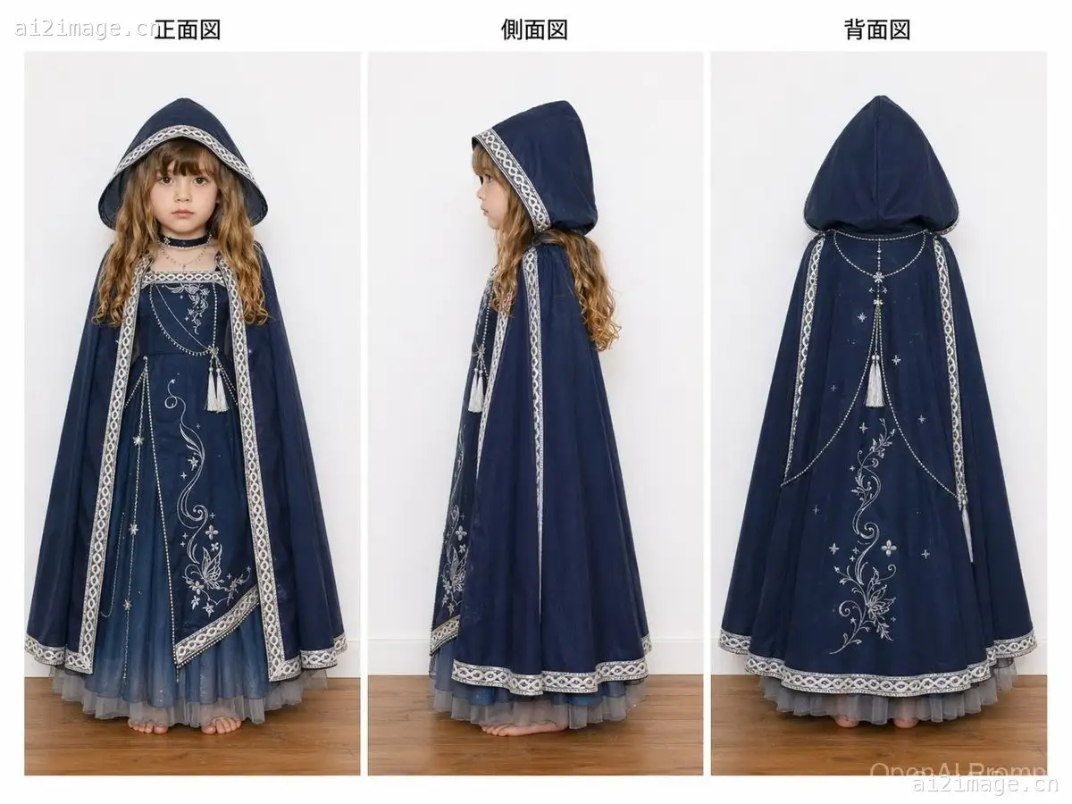 三视图连帽奇幻礼服参考图