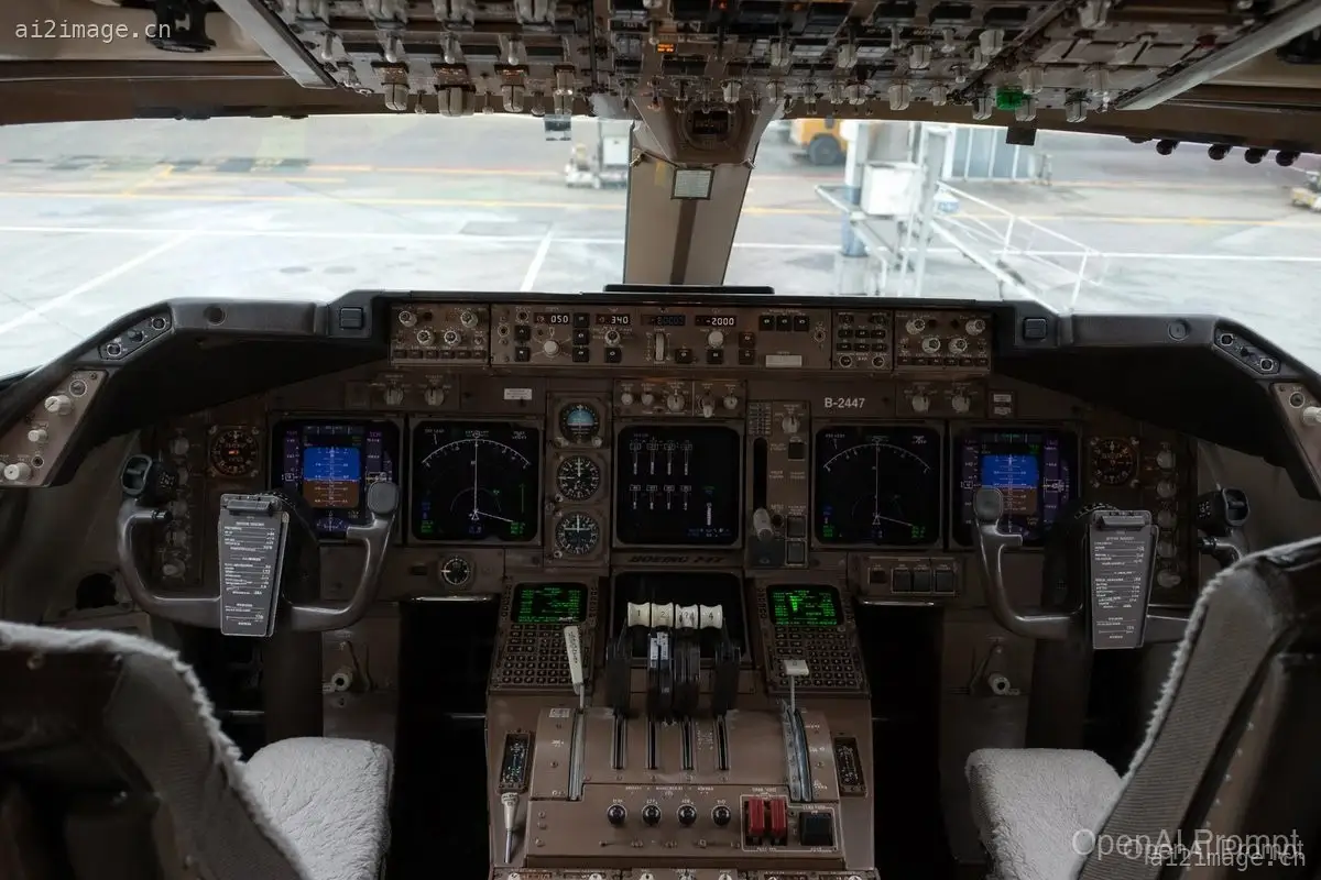 超写实波音 747 驾驶舱