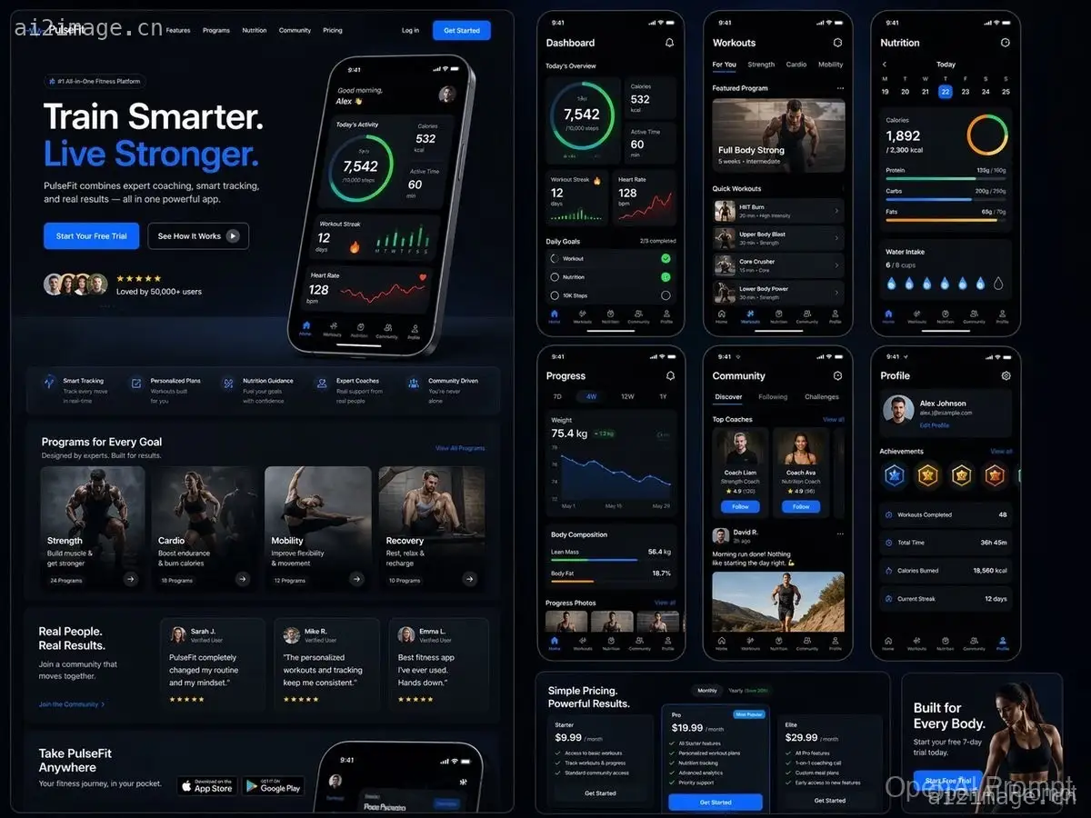 健身 SaaS 着陆页 UI