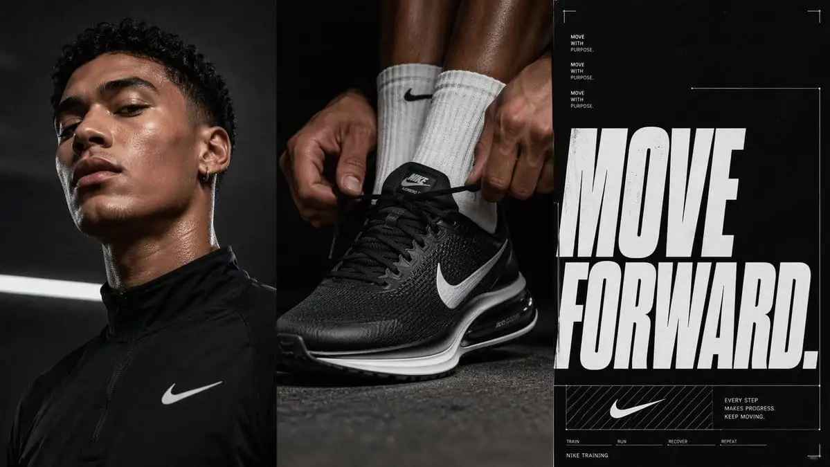 三联画运动广告海报:Nike高端营销风格生成器