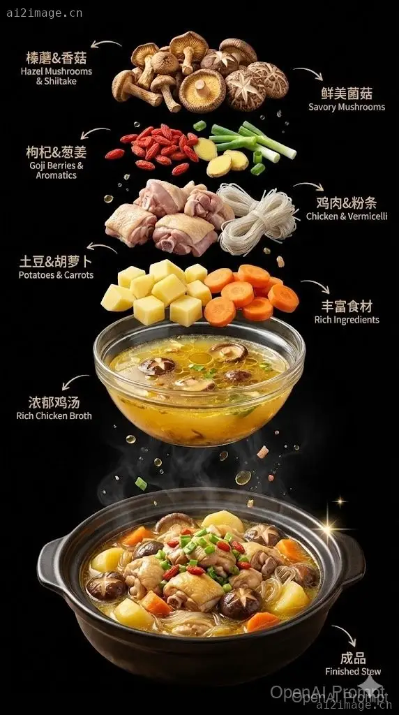 爆款小鸡炖蘑菇广告