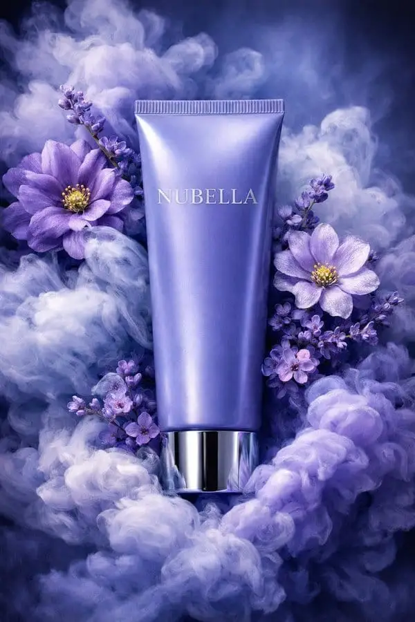 NUBELLA奢华护肤软管:梦幻蓝紫烟雾环绕的视觉盛宴