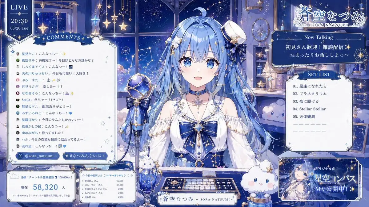 星空VTuber直播界面 - 苍空夏美