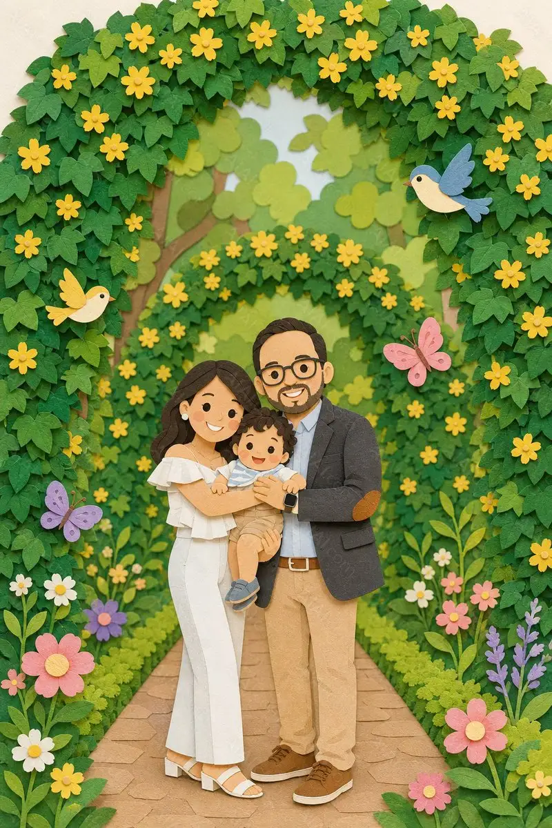 Family Photo Paper-Cut Garden Art