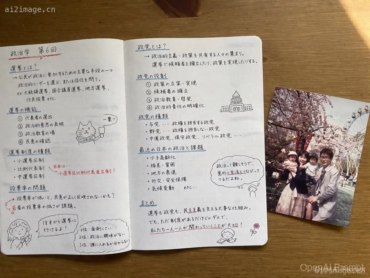 手写日语学习笔记与照片