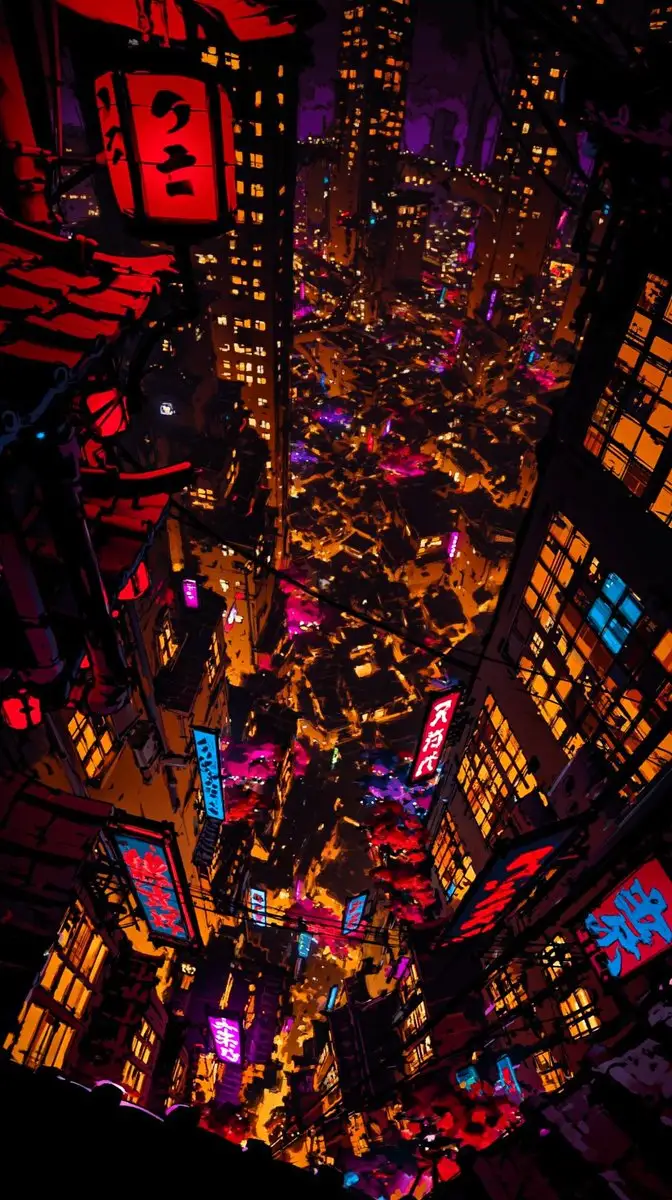 Surreal Japanese Futuristic City Illustration
