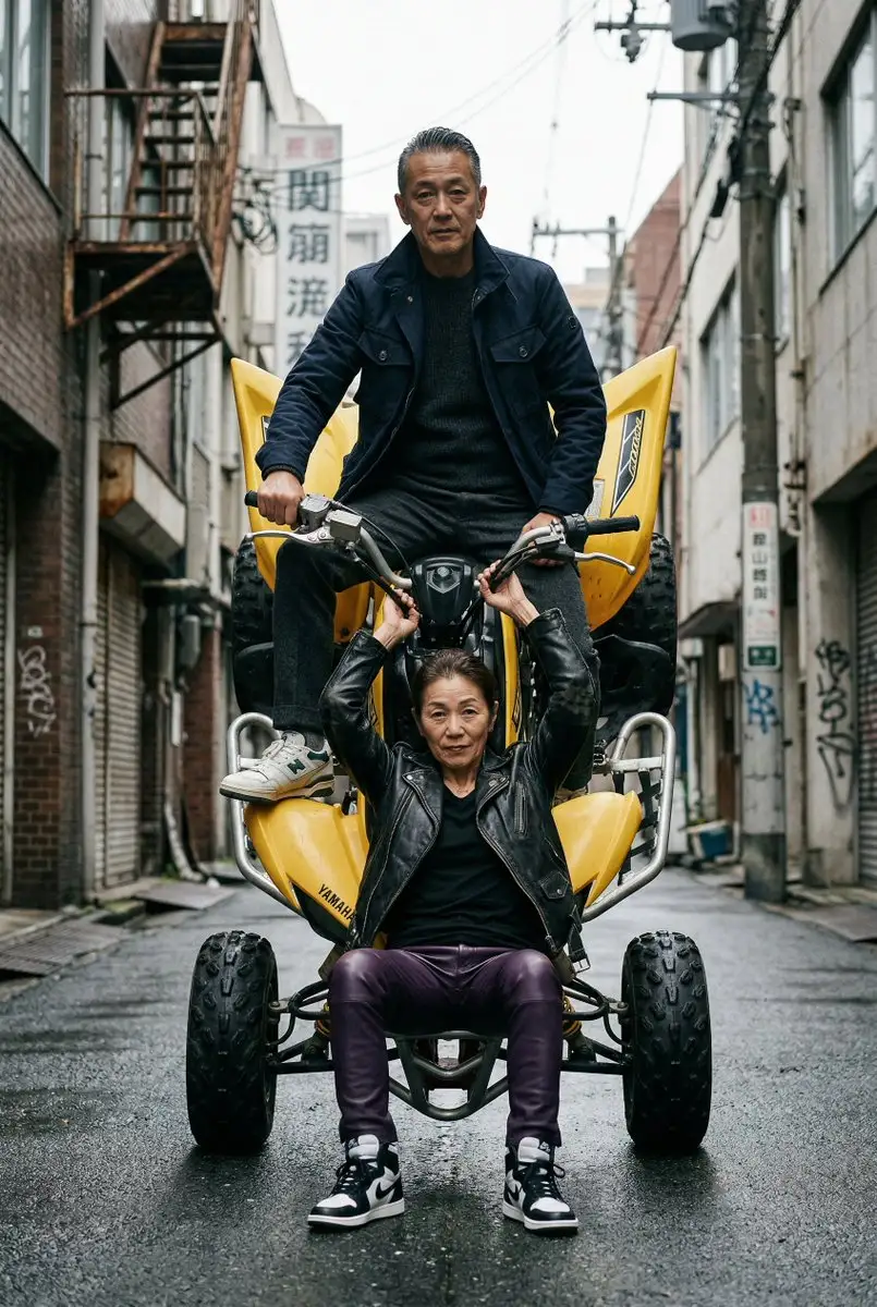 時尚騎士在都市騎乘沙灘車翹孤輪