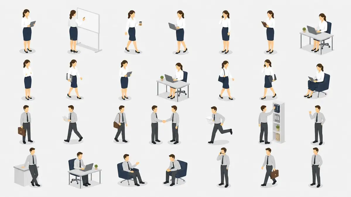 Isometric Office Worker Asset Sheet