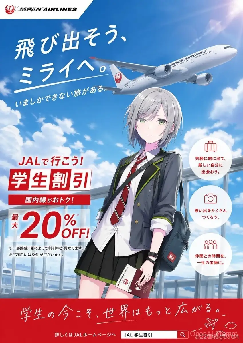 动漫风格 JAL 学生优惠海报