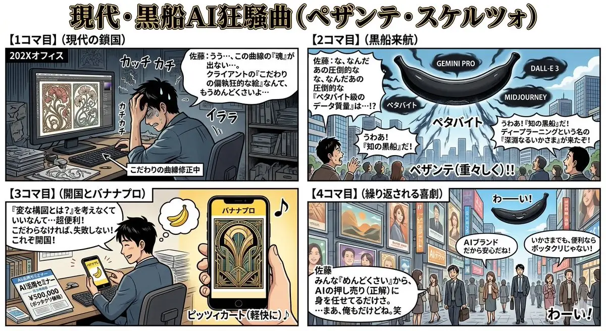现代黑船AI狂想曲四格漫画