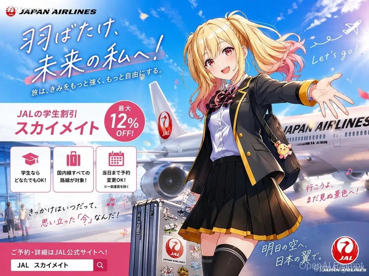 动漫风格 JAL 学生旅行海报