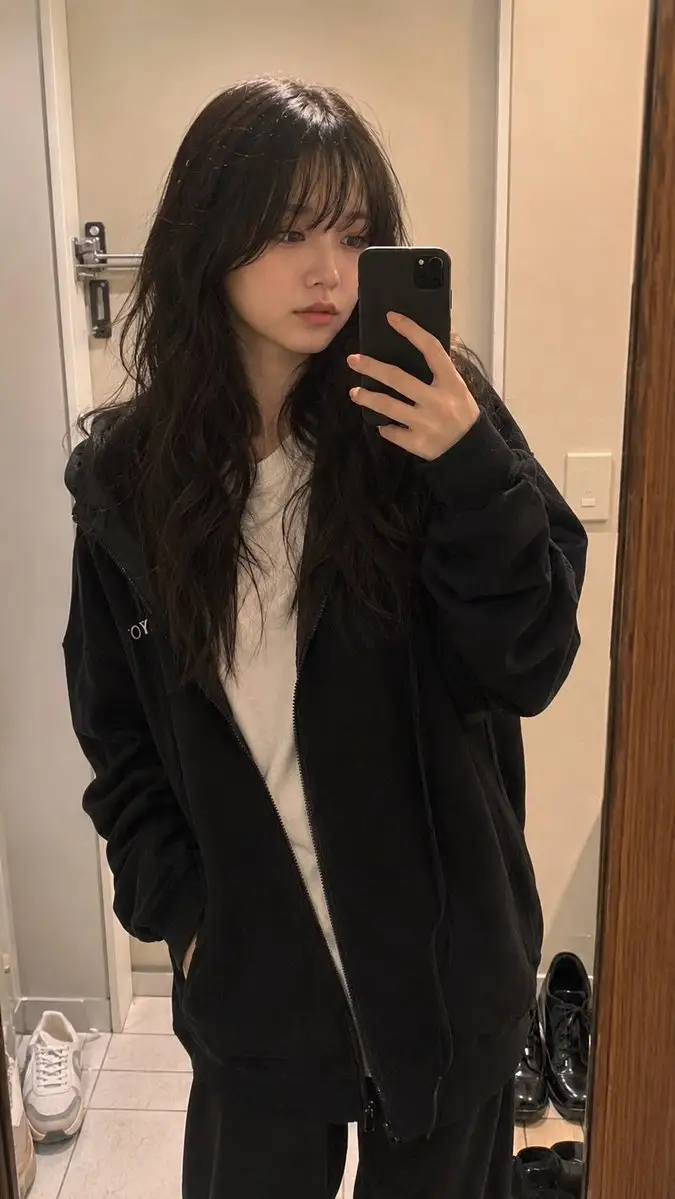 Realistic Mirror Selfie in Apartment Entryway