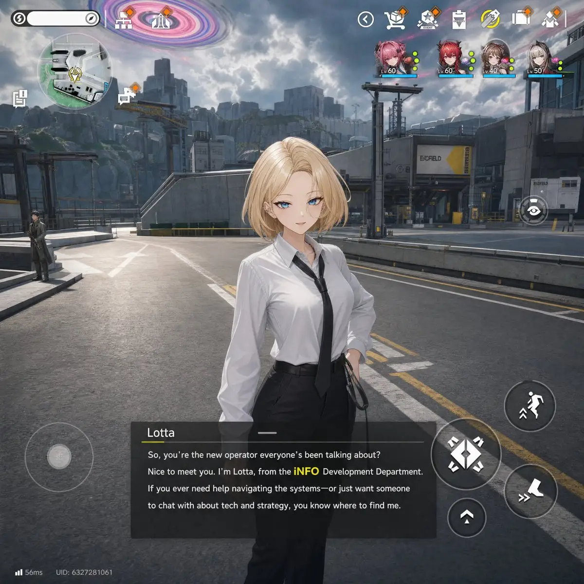 Sci-Fi Gacha RPG Dialogue Screenshot