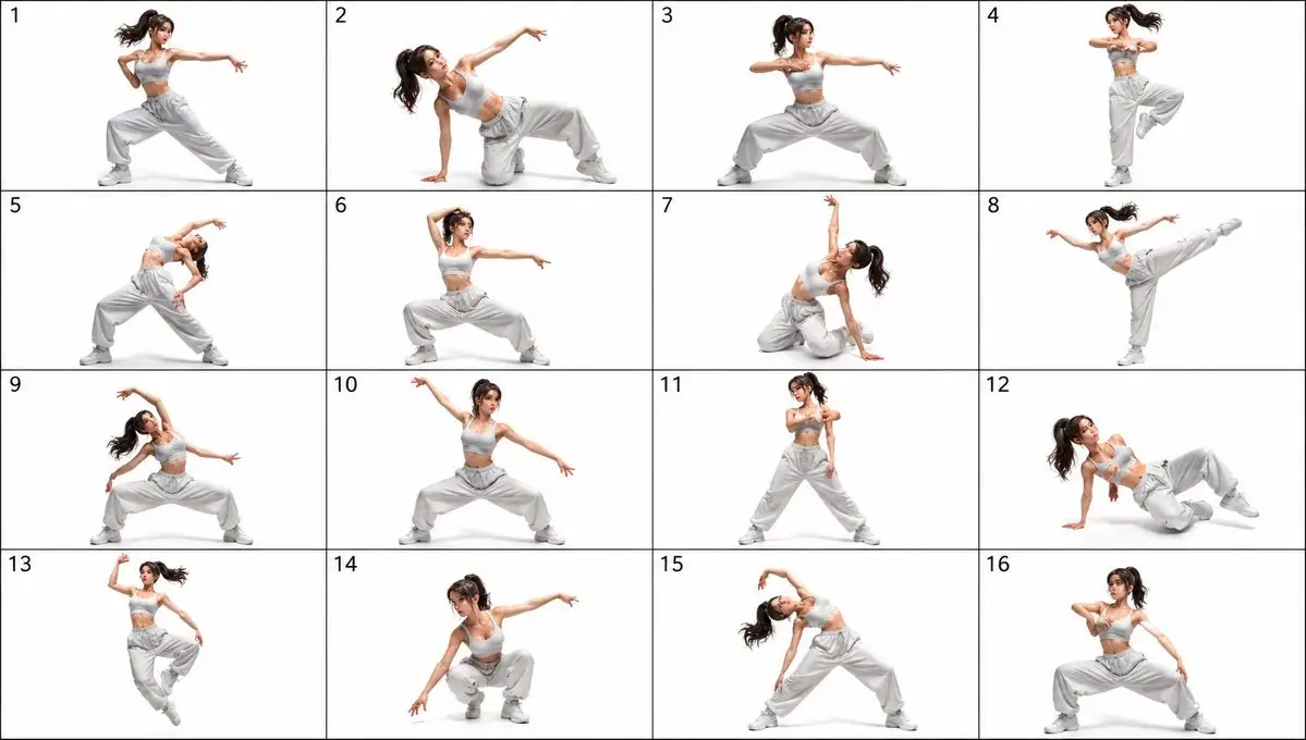 16-Pose Dance Reference Sheet