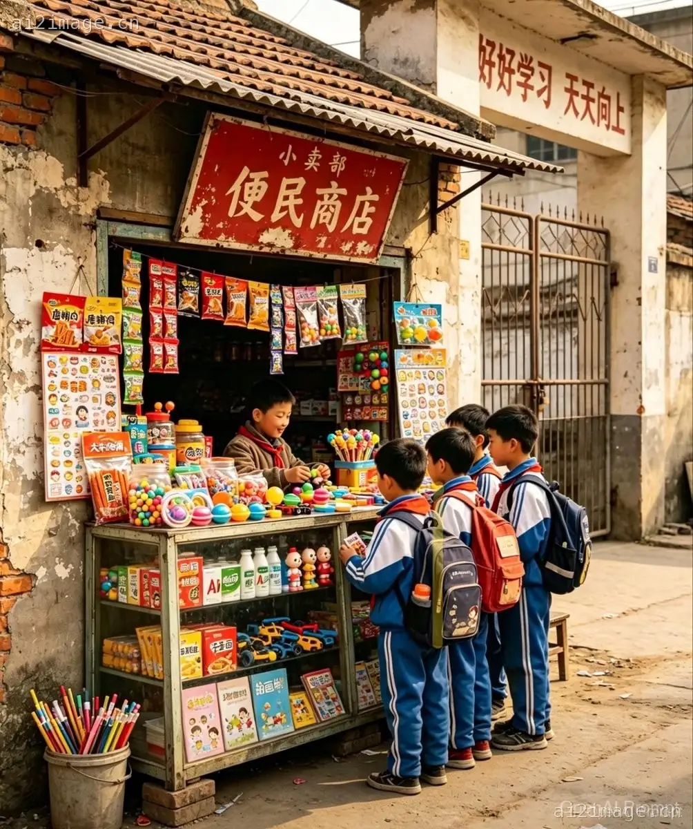 怀旧中国校园小卖部场景