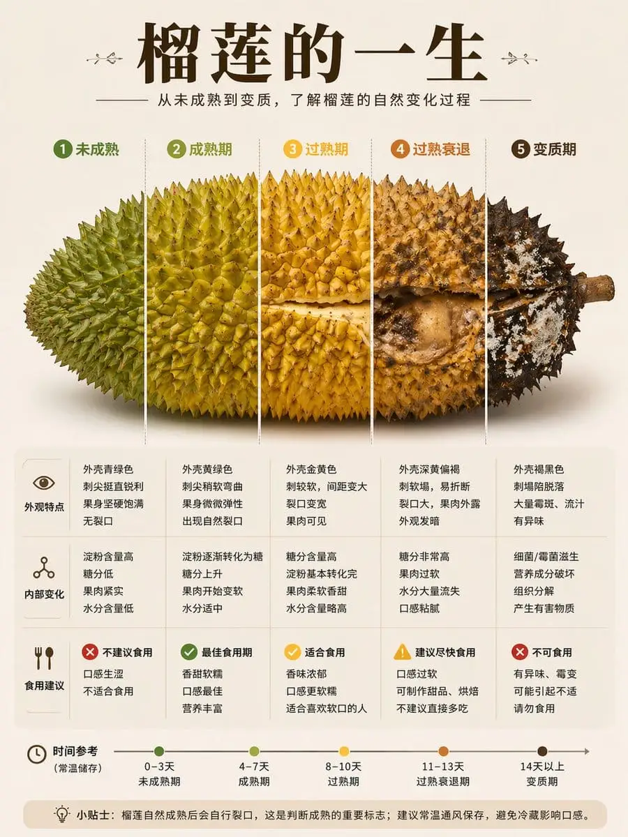 榴莲成熟周期可视化信息图海报