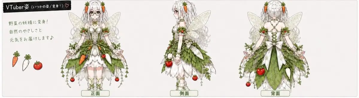 Vegetable Fairy VTuber Reference Sheet