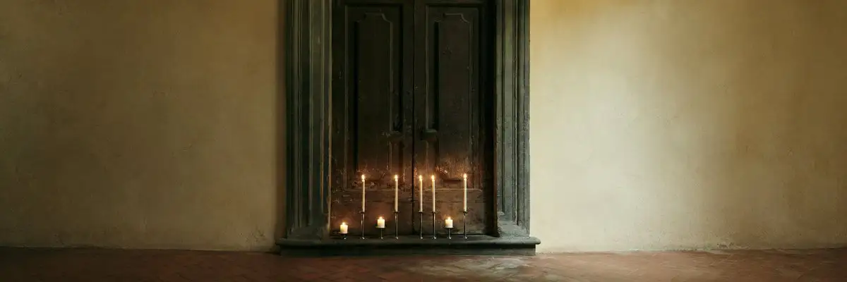 Candlelit Antique Door Interior
