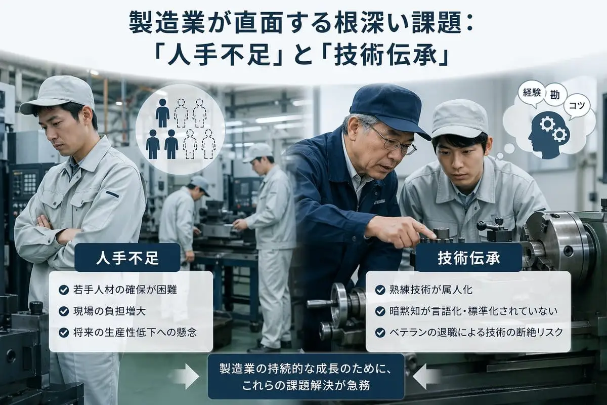 日本制造业挑战信息图生成器:人手不足与技术传承