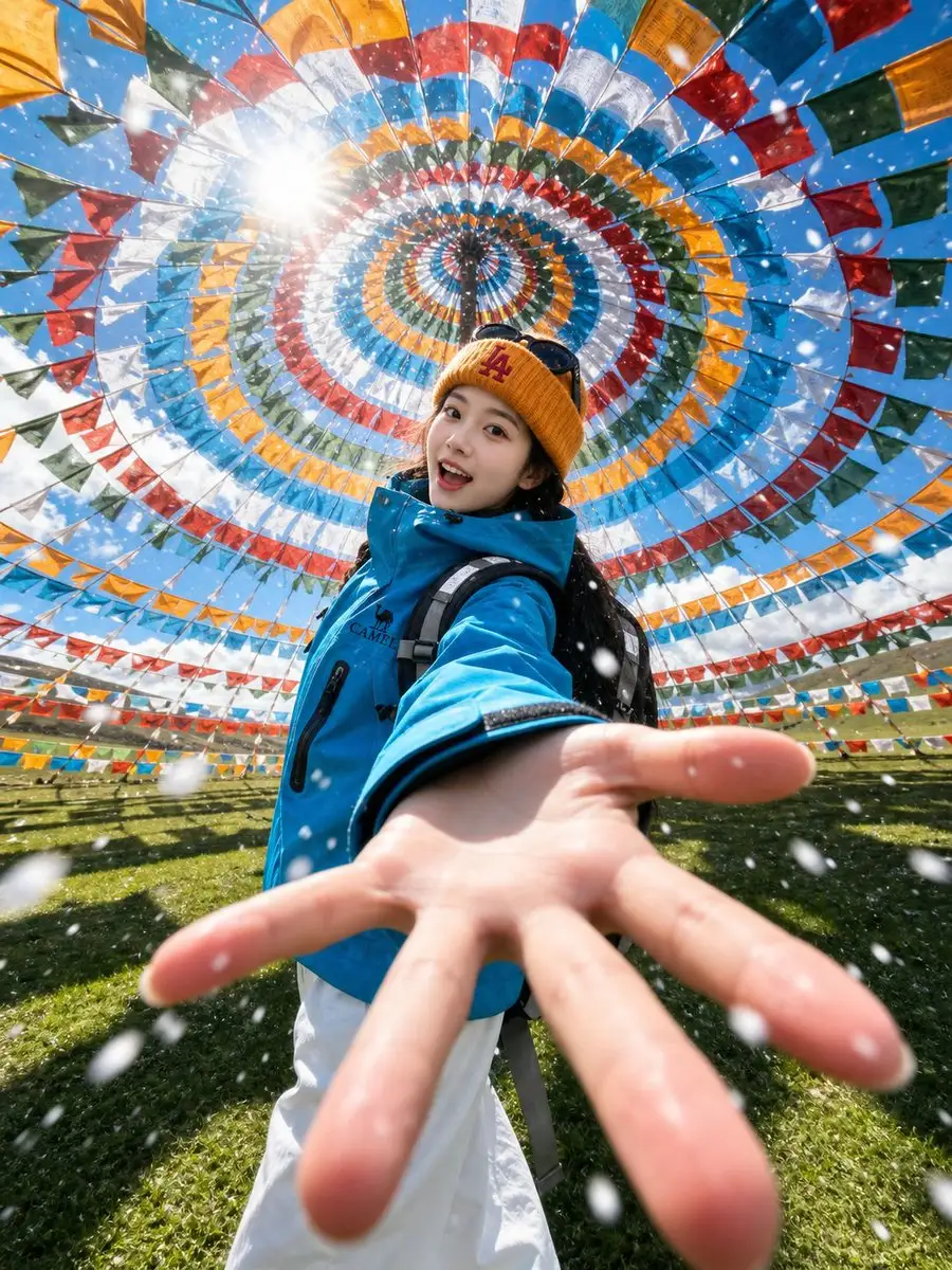 Tibetan Prayer Flag Highland Selfie
