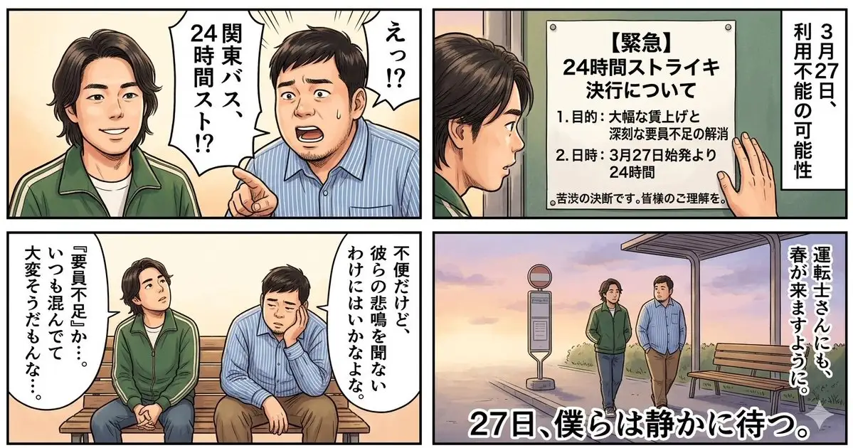 公交停运的那一天 - 四格漫画