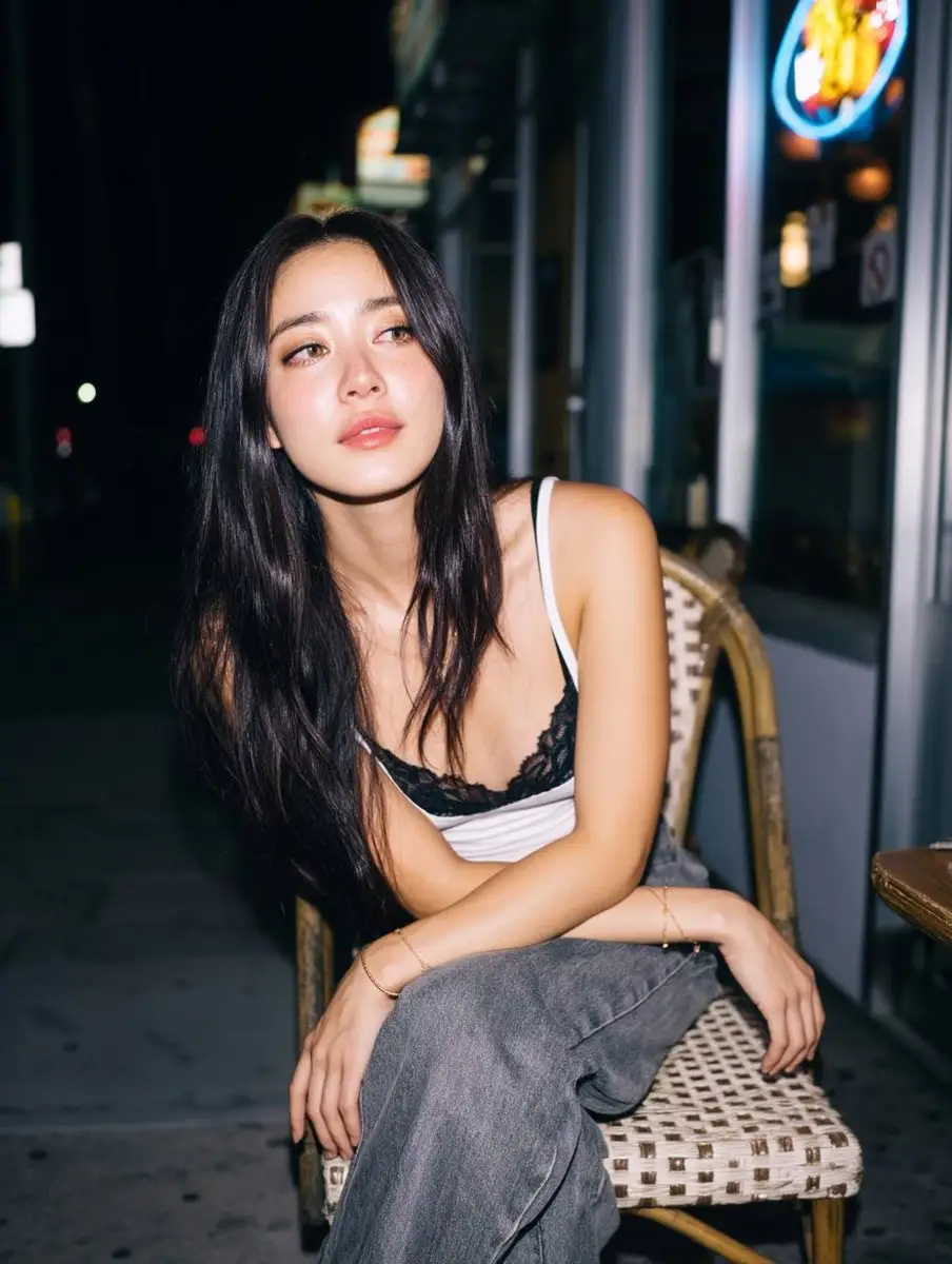 夜晚街头人像:闪光灯与霓虹光影