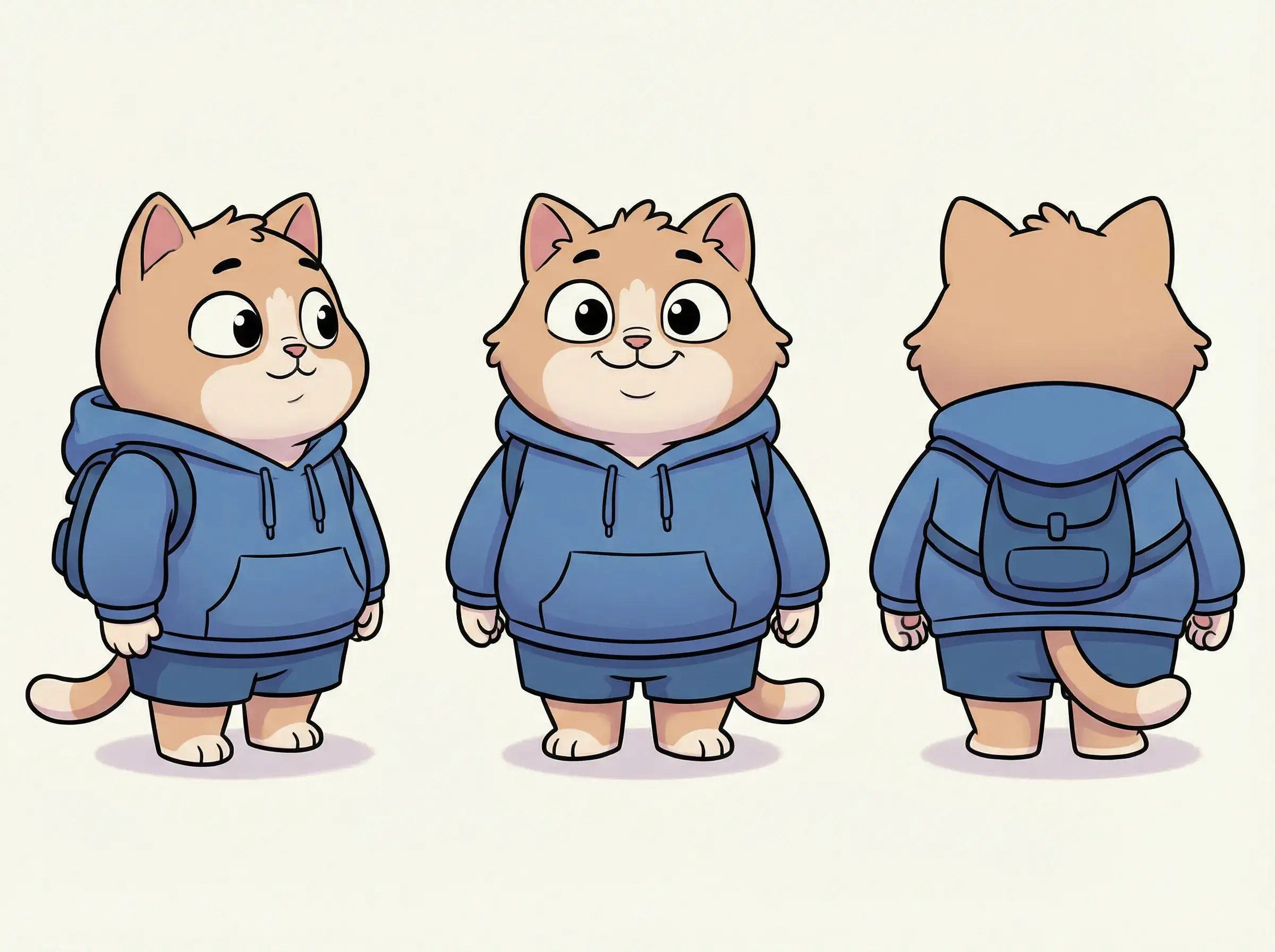 拟人化猫咪吉祥物三视图